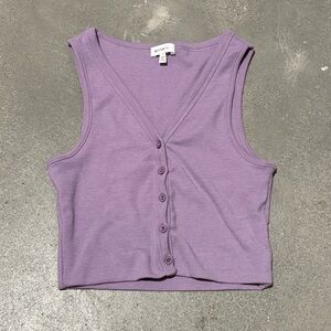 Purple button up crop top